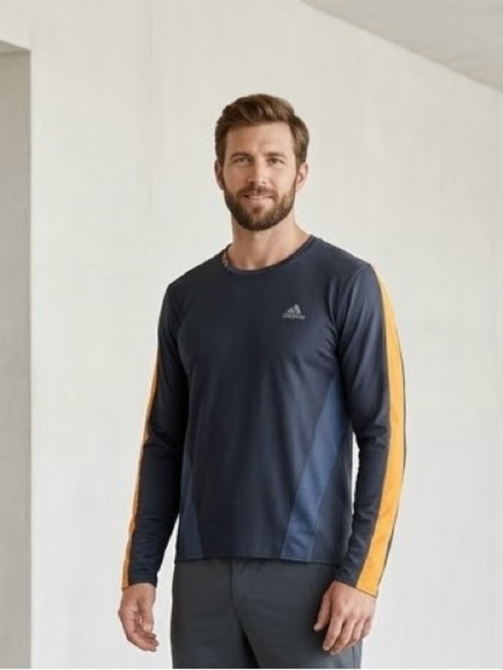 Adidas Vintage Long Sleeve Athletic Top Blue & Orange Mesh Panel Size M